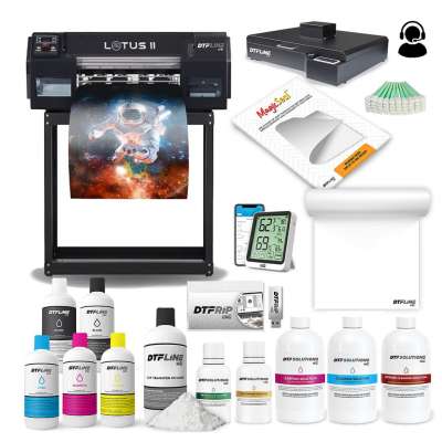 DTF LOTUS II MAX Direct-to-Film Printer Bundle (includes 13 DTF Printer with Dual Epson I1600 Printheads, Printer Stand, Embedded Roll Feeder, Roll Cutter, RIP Software, Training and Onboarding, Plus Supplies, Plus Heat Station with Purifier)