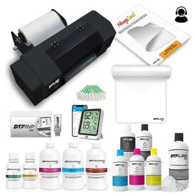 DTF MODEL J 13 DTF Printer and Supplies Bundle (includes bi-Directional Roll Feeder, White Ink Circulation System, Vacuum, RIP Software, 1 Liter DTF ink, 1.75lb DTF Powder, 100m DTF Roll, Training and Onboarding)