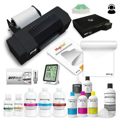 DTF MODEL J 13 DTF Printer, Heat Station and Supplies Bundle (includes DTF Printer with bi-Directional Roll Feeder, White Ink Circulation System, Vacuum, RIP Software, 6 Liters DTF ink, 3.5lb DTF Powder, 100m DTF Roll, Training and Onboarding + Heat Stat