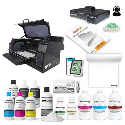 DTFLine VANTAGE II 14 inch DTF Printer (includes 14 DTF Printer with Dual Epson F1080 Printheads, Roll Feeder, Cutter, Heat Station and Supplies Bundle - White Ink Circulation System, Vacuum, RIP Software, 6 Liters DTF ink, 3.5lb DTF Powder, 100m DTF Rol