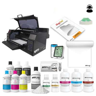 DTFLine VANTAGE II MAX 14 inch DTF Printer (includes 14 DTF Printer with Dual Epson I1600 Printheads, Roll Feeder, Cutter and Supplies Bundle - White Ink Circulation System, Vacuum, RIP Software, 1 Liter DTF ink, 1.75lb DTF Powder, 100m DTF Roll, Trainin