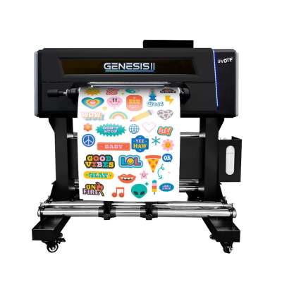 UVDTF Genesis II Printer System (includes 3 Genesis Printheads, Built-in Laminator, Rolling Stand, Roll Collector, Training and Onboarding)